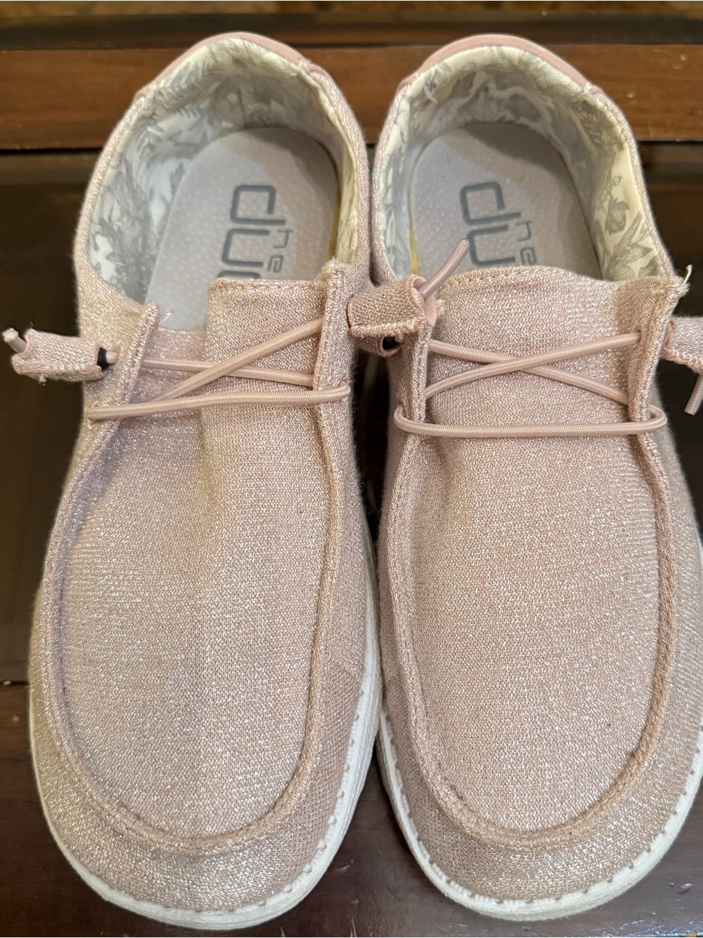 Hey Dude Women's Pink Glitter Lightweight Sneakers